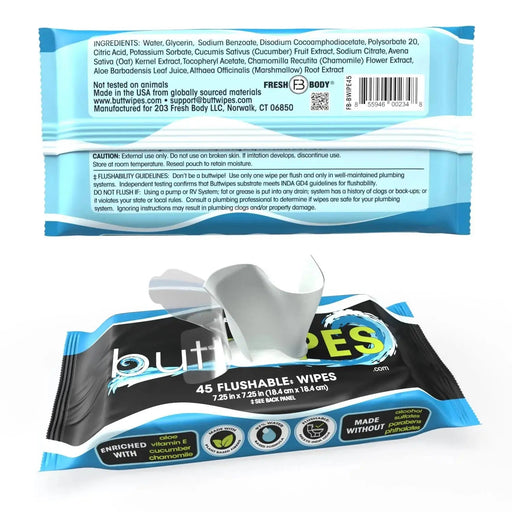Fresh Body FB® Buttwipes 45ct Flow Pack (select quantity) Adult Hygienic Wipes White Smoke 6 Packs,12 Packs ⭐,24 Packs ⭐ (Buttload),1 Pack,3 Packs