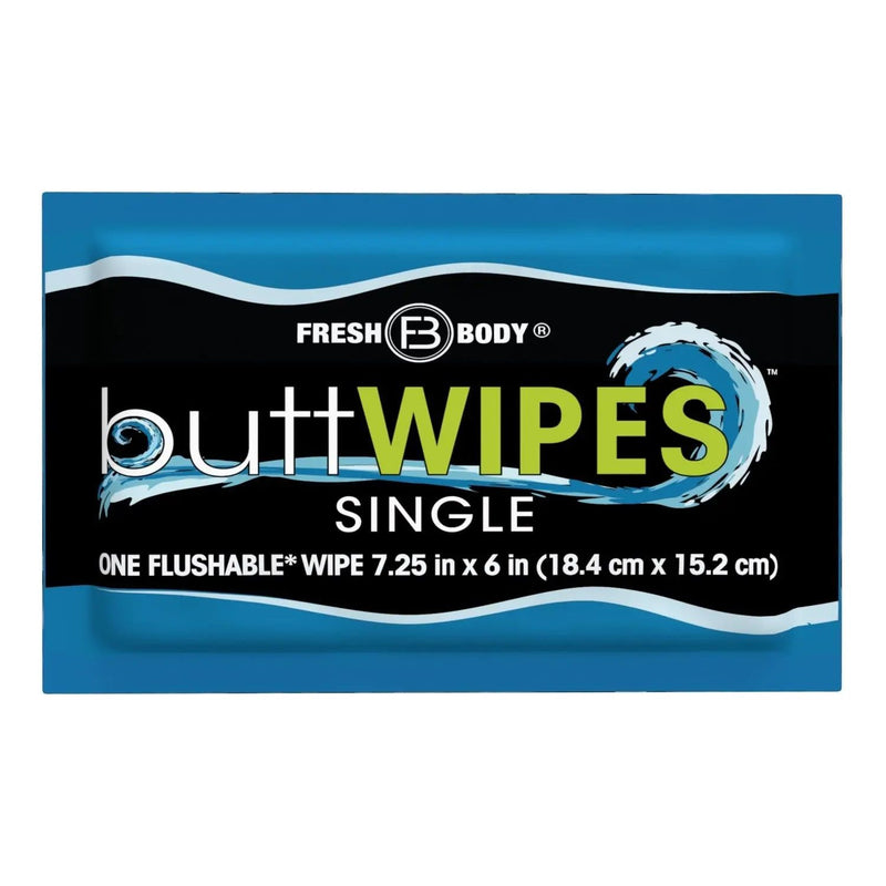 Fresh Body FB® Buttwipes Singles - Individually Wrapped Flushable Wipes (select quantity) Adult Hygienic Wipes Black 15 Pack,30 Pack,60 Pack,90 Pack