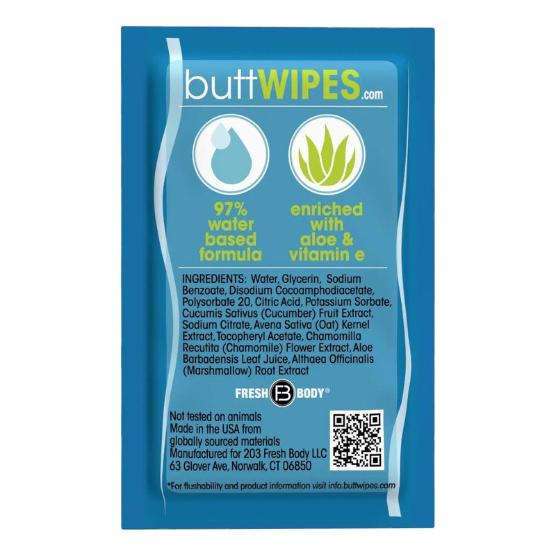 Fresh Body FB® Buttwipes Singles - Individually Wrapped Flushable Wipes (select quantity) Adult Hygienic Wipes Steel Blue 15 Pack,30 Pack,60 Pack,90 Pack