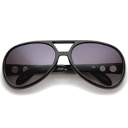 zeroUV Retro Large Elvis King Of Rock and Roll Aviator Sunglasses 2203 Sunglasses White Smoke Black