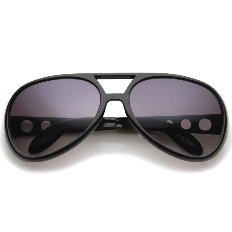 zeroUV Retro Large Elvis King Of Rock and Roll Aviator Sunglasses 2203 Sunglasses White Smoke Black