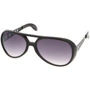 zeroUV Retro Large Elvis King Of Rock and Roll Aviator Sunglasses 2203 Sunglasses White Smoke Gold,Silver,Black