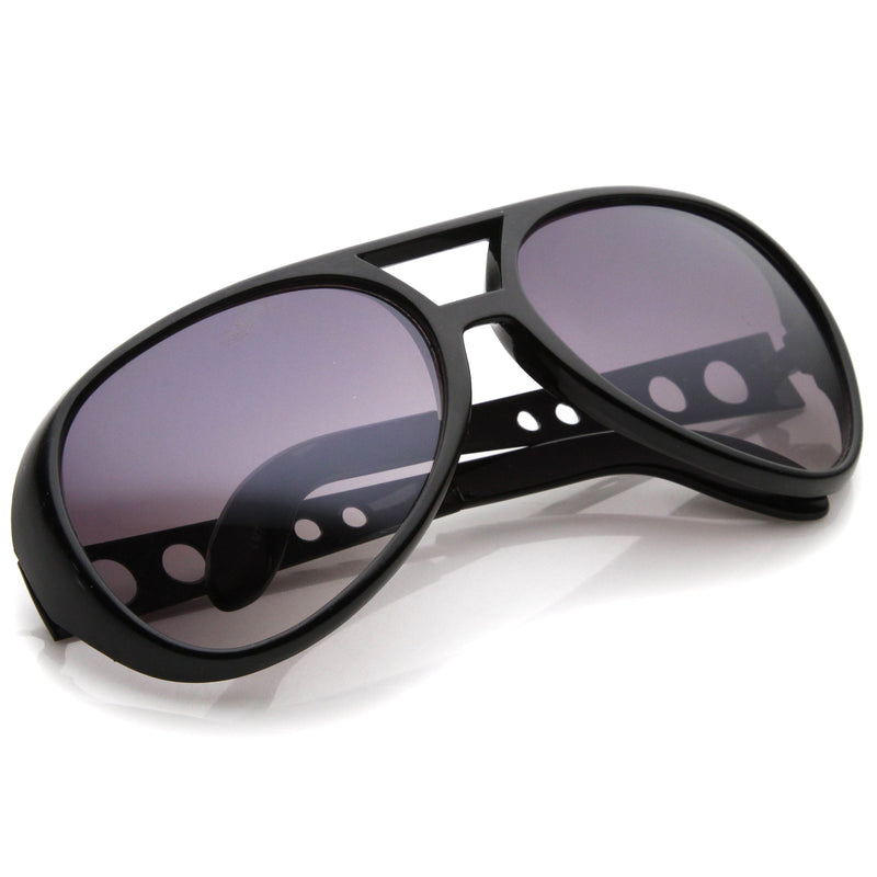 zeroUV Retro Large Elvis King Of Rock and Roll Aviator Sunglasses 2203 Sunglasses White Smoke Gold,Silver,Black