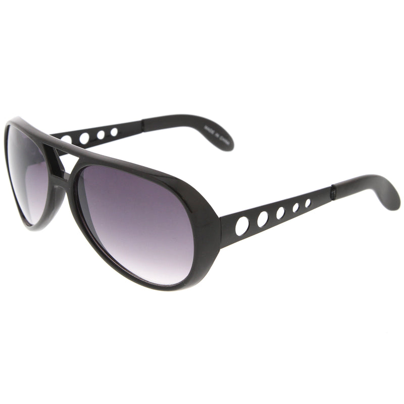 zeroUV Retro Large Elvis King Of Rock and Roll Aviator Sunglasses 2203 Sunglasses White Smoke Gold,Silver,Black