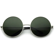 zeroUV Oversize Vintage Inspired Metal Round Circle Sunglasses 8370 Sunglasses White Smoke Silver Green