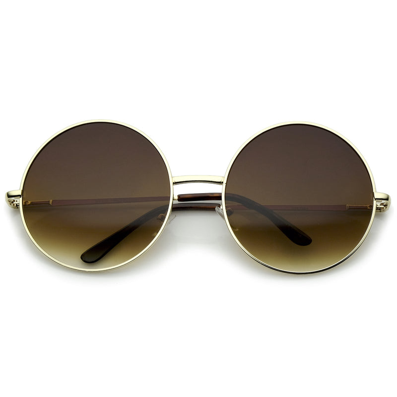 zeroUV Oversize Vintage Inspired Metal Round Circle Sunglasses 8370 Sunglasses White Smoke Gold Gradient