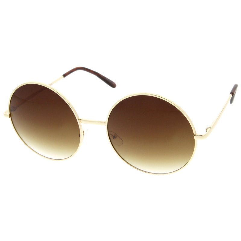 zeroUV Oversize Vintage Inspired Metal Round Circle Sunglasses 8370 Sunglasses White Smoke Gold Brown,Black Lavender,Silver Green,Gold Gradient,Silver Gradient,Gold Green,Black Smoke,Black Green,Gold Smoke,Silver Pink,Silver / Lavender Pink