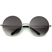 zeroUV Oversize Vintage Inspired Metal Round Circle Sunglasses 8370 Sunglasses White Smoke Silver Gradient