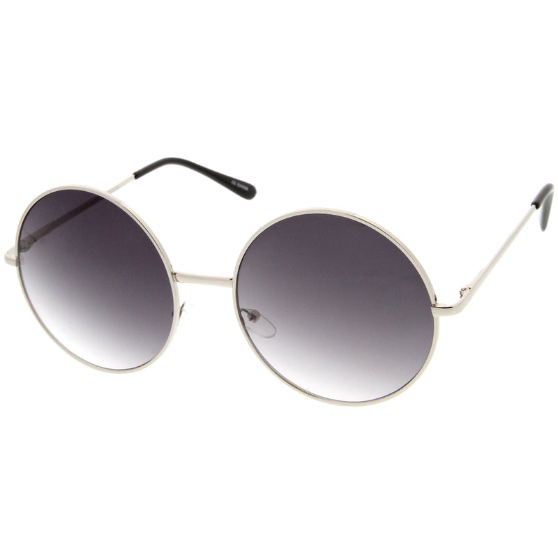 zeroUV Oversize Vintage Inspired Metal Round Circle Sunglasses 8370 Sunglasses White Smoke Gold Brown,Black Lavender,Silver Green,Gold Gradient,Silver Gradient,Gold Green,Black Smoke,Black Green,Gold Smoke,Silver Pink,Silver / Lavender Pink