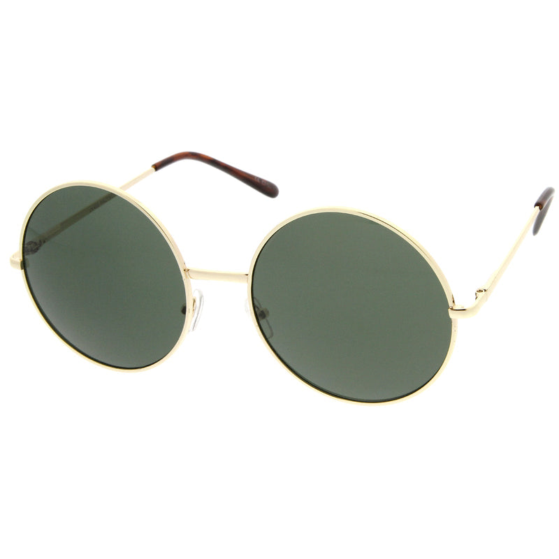 zeroUV Oversize Vintage Inspired Metal Round Circle Sunglasses 8370 Sunglasses White Smoke Gold Brown,Black Lavender,Silver Green,Gold Gradient,Silver Gradient,Gold Green,Black Smoke,Black Green,Gold Smoke,Silver Pink,Silver / Lavender Pink