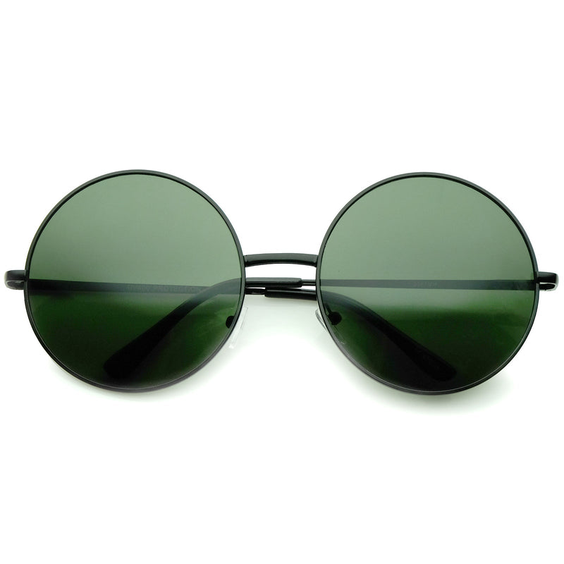 zeroUV Oversize Vintage Inspired Metal Round Circle Sunglasses 8370 Sunglasses White Smoke Gold Brown,Black Lavender,Silver Green,Gold Gradient,Silver Gradient,Gold Green,Black Smoke,Black Green,Gold Smoke,Silver Pink,Silver / Lavender Pink