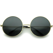 zeroUV Oversize Vintage Inspired Metal Round Circle Sunglasses 8370 Sunglasses White Smoke Gold Smoke