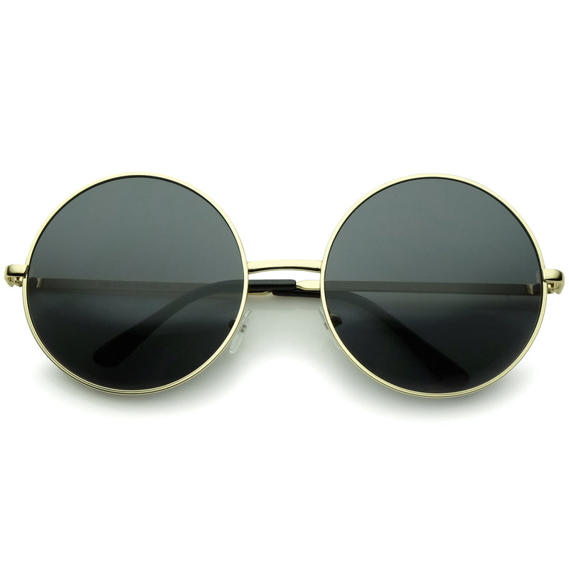 zeroUV Oversize Vintage Inspired Metal Round Circle Sunglasses 8370 Sunglasses White Smoke Gold Smoke