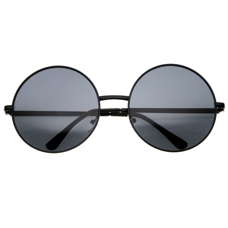 zeroUV Oversize Vintage Inspired Metal Round Circle Sunglasses 8370 Sunglasses White Smoke Black Smoke