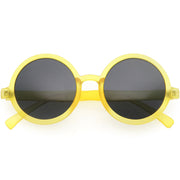 zeroUV 1980's Retro Round Sunglasses Fashion Sunglasses 8754 Sunglasses White Smoke Matte Yellow Smoke