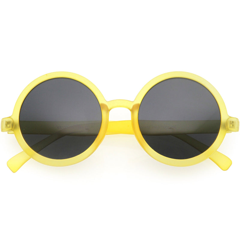 zeroUV 1980's Retro Round Sunglasses Fashion Sunglasses 8754 Sunglasses White Smoke Matte Yellow Smoke
