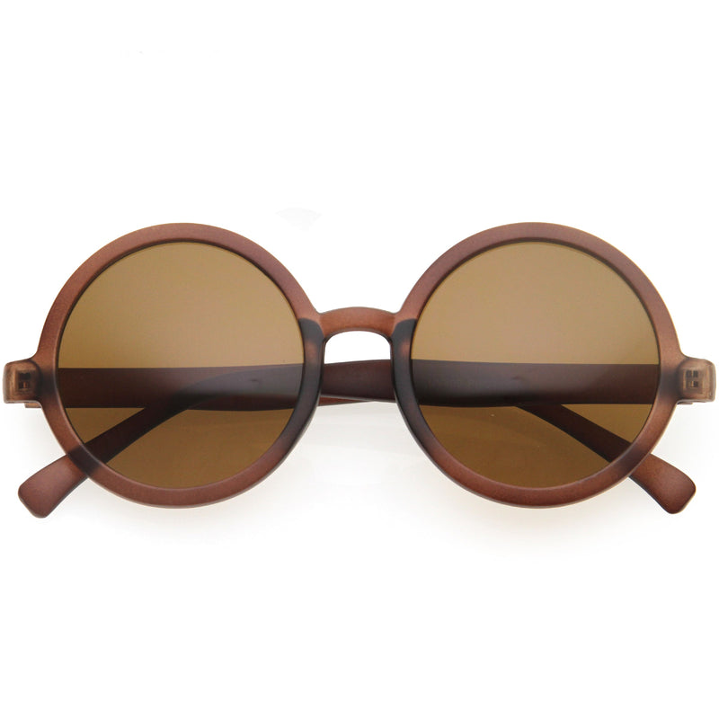 zeroUV 1980's Retro Round Sunglasses Fashion Sunglasses 8754 Sunglasses White Smoke Matte Brown Brown