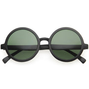 zeroUV 1980's Retro Round Sunglasses Fashion Sunglasses 8754 Sunglasses White Smoke Matte Black Green