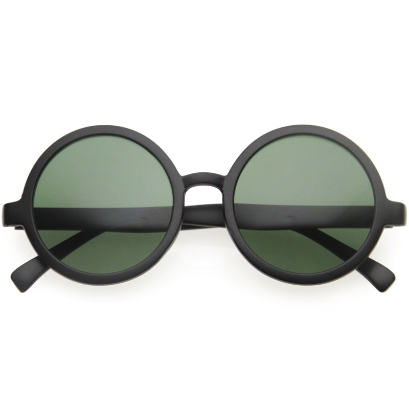 zeroUV 1980's Retro Round Sunglasses Fashion Sunglasses 8754 Sunglasses White Smoke Matte Black Green