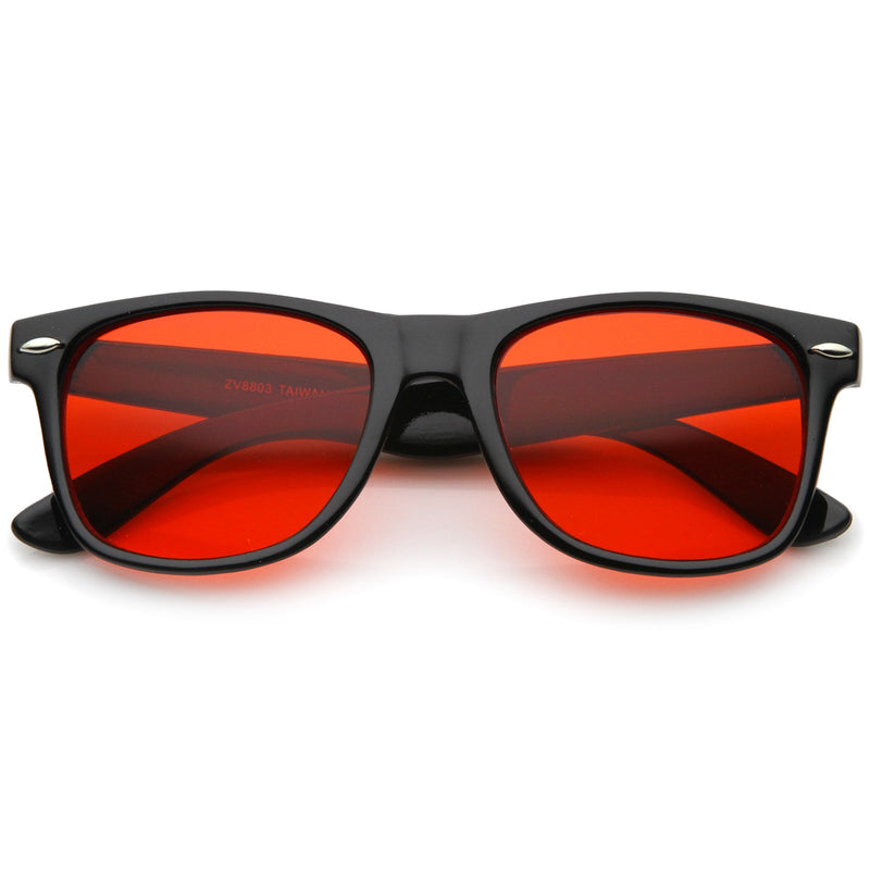 zeroUV Limited Edition Color Tinted Lens Horned Rim Sunglasses 8803 Sunglasses White Smoke Red