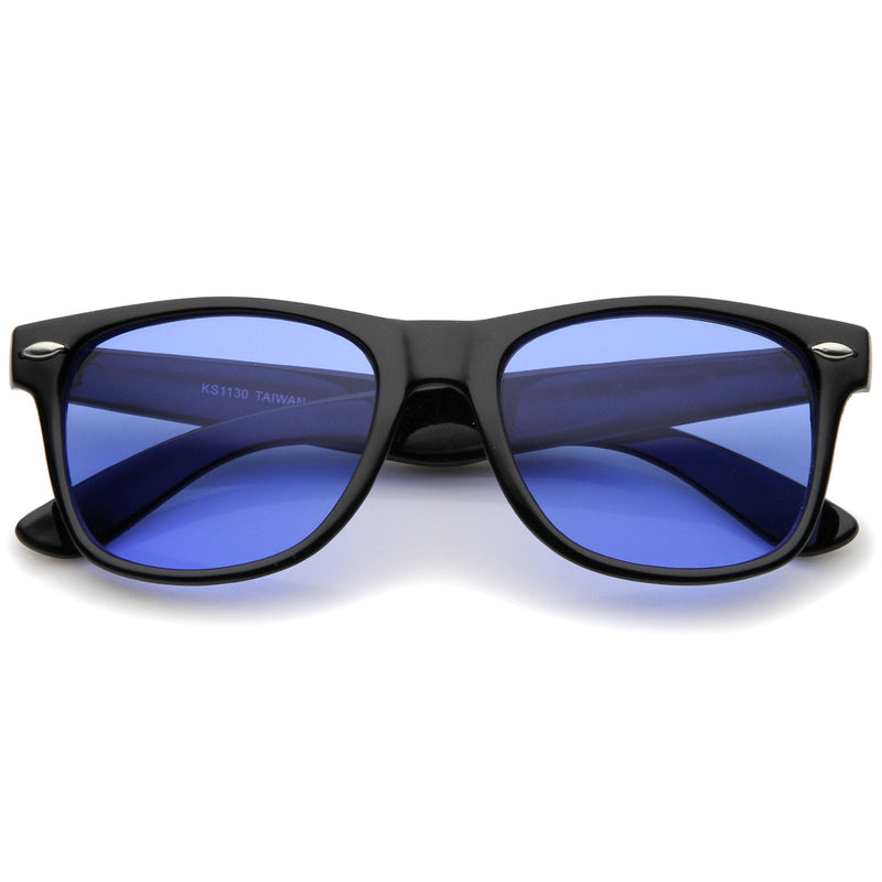 zeroUV Limited Edition Color Tinted Lens Horned Rim Sunglasses 8803 Sunglasses White Smoke Blue