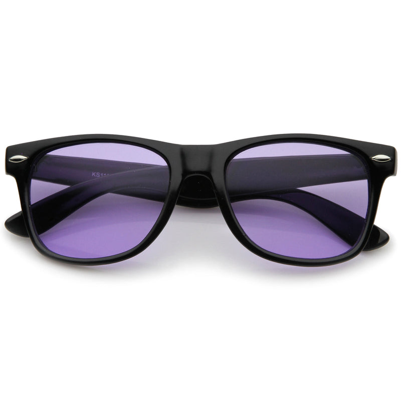zeroUV Limited Edition Color Tinted Lens Horned Rim Sunglasses 8803 Sunglasses White Smoke Purple