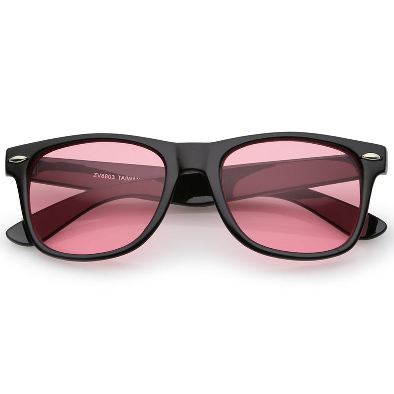 zeroUV Limited Edition Color Tinted Lens Horned Rim Sunglasses 8803 Sunglasses White Smoke Pink
