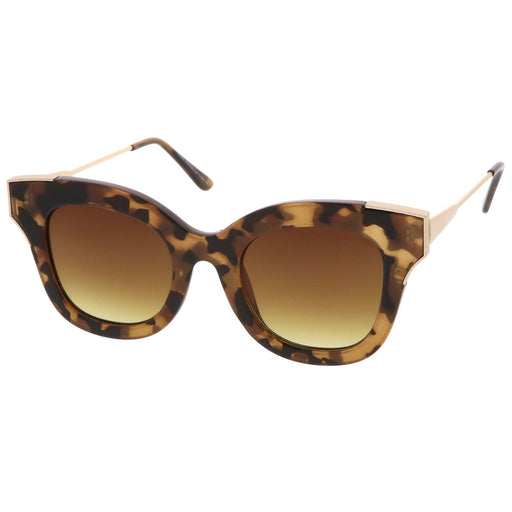 zeroUV Women's Oversize Flat Frame Cat Eye Sunglasses C071 Sunglasses White Smoke Black Silver Lavender,Black Gold Smoke,Tortoise Gold Amber,Creme Gold Brown