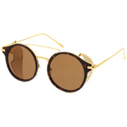 zeroUV Vintage Dapper Steampunk Side Cover Round Sunglasses C083 Sunglasses White Smoke Tortoise Gold Brown,Black Gold Smoke,Black Silver Smoke,Black Black Green