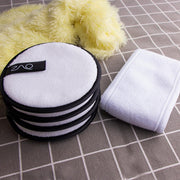 ZAQ Skin & Body ZAQ Reusable Makeup Remover Pads 4pack with Spa facial Headband Make Up Gray White