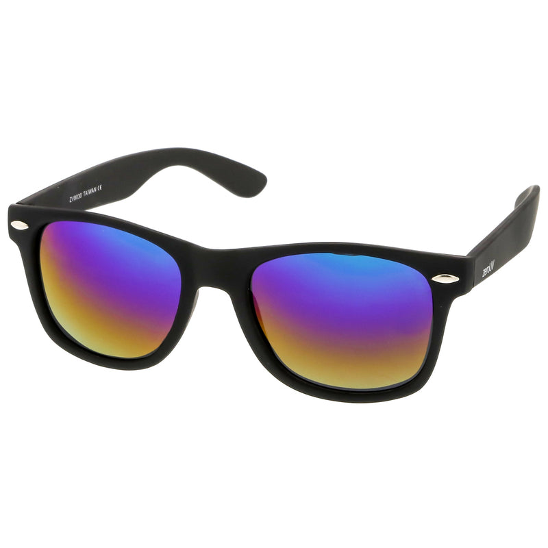 zeroUV Flat Matte Black Mirrored Polarized Lens Horned Rim Sunglasses 8030 Sunglasses White Smoke Black Ice,Black Fire,Black Green,Black Sun,Black Rainbow