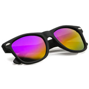 zeroUV Flat Matte Black Mirrored Polarized Lens Horned Rim Sunglasses 8030 Sunglasses White Smoke Black Rainbow