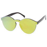 zeroUV 1980's Futuristic Monoblock Mirrored Flat Lens Sunglasses C123 Sunglasses White Smoke Yellow Mirror
