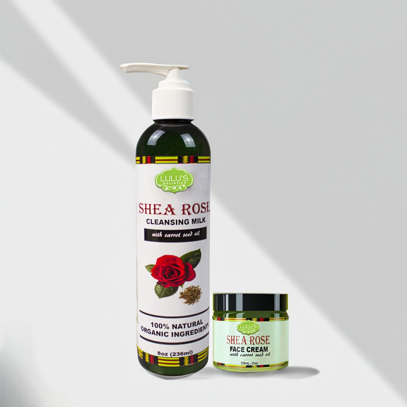 Lulu’s Holistics Cleanse & Hydrate Skin Duo – Rose Cleansing Milk & Face Cream Facial Cleanser Light Gray
