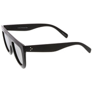 zeroUV Oversize Retro Modern Flat Top Mirrored Lens Sunglasses C275 Sunglasses White Smoke Black Silver Mirror,Tortoise Pink Mirror,Tortoise Blue Gold Mirror,Black Blue Mirror,Matte Black Purple Mirror