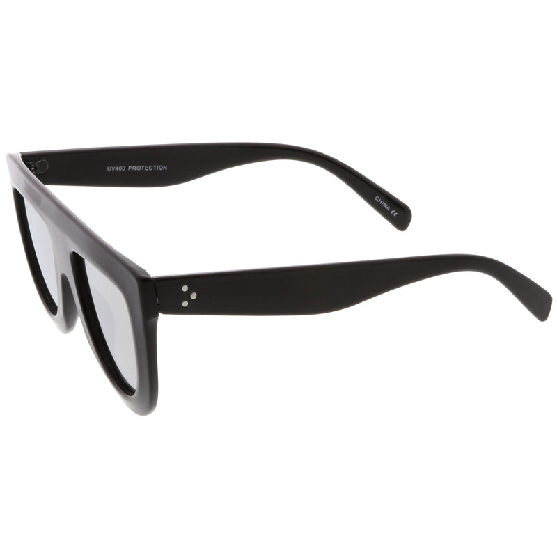 zeroUV Oversize Retro Modern Flat Top Mirrored Lens Sunglasses C275 Sunglasses White Smoke Black Silver Mirror,Tortoise Pink Mirror,Tortoise Blue Gold Mirror,Black Blue Mirror,Matte Black Purple Mirror