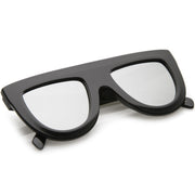 zeroUV Oversize Retro Modern Flat Top Mirrored Lens Sunglasses C275 Sunglasses White Smoke Black Silver Mirror,Tortoise Pink Mirror,Tortoise Blue Gold Mirror,Black Blue Mirror,Matte Black Purple Mirror