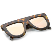 zeroUV Oversize Retro Modern Flat Top Mirrored Lens Sunglasses C275 Sunglasses White Smoke Black Silver Mirror,Tortoise Pink Mirror,Tortoise Blue Gold Mirror,Black Blue Mirror,Matte Black Purple Mirror