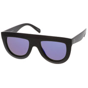 zeroUV Oversize Retro Modern Flat Top Mirrored Lens Sunglasses C275 Sunglasses White Smoke Black Silver Mirror,Tortoise Pink Mirror,Tortoise Blue Gold Mirror,Black Blue Mirror,Matte Black Purple Mirror