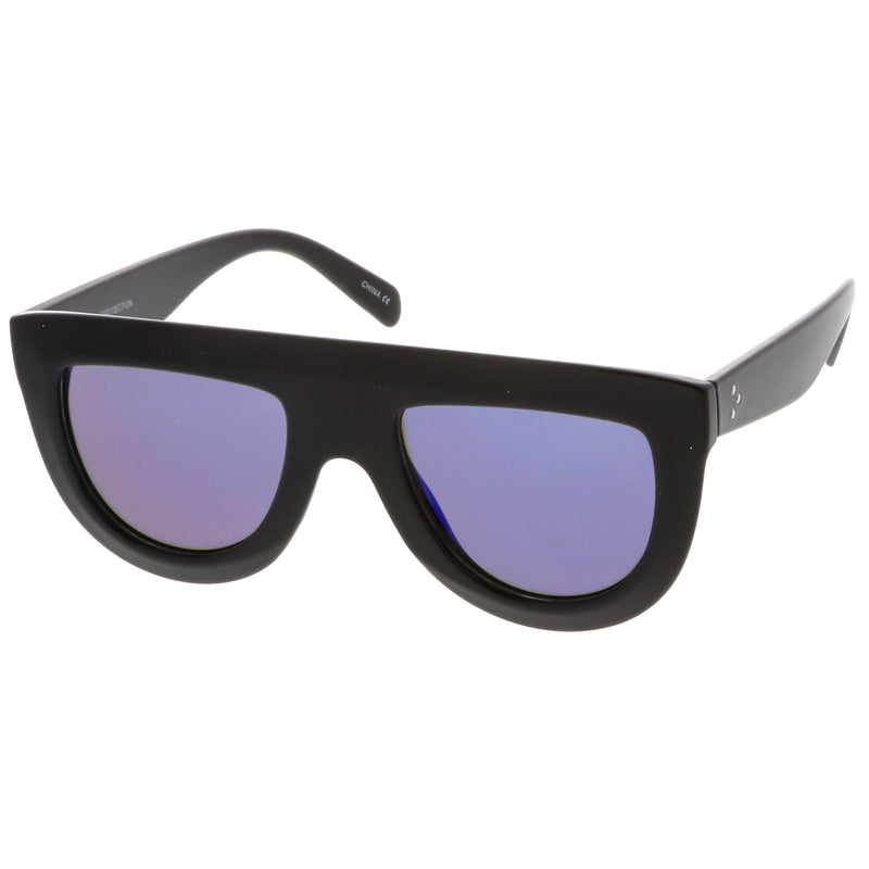 zeroUV Oversize Retro Modern Flat Top Mirrored Lens Sunglasses C275 Sunglasses White Smoke Black Silver Mirror,Tortoise Pink Mirror,Tortoise Blue Gold Mirror,Black Blue Mirror,Matte Black Purple Mirror