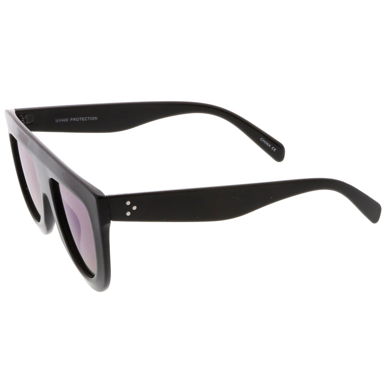 zeroUV Oversize Retro Modern Flat Top Mirrored Lens Sunglasses C275 Sunglasses White Smoke Black Silver Mirror,Tortoise Pink Mirror,Tortoise Blue Gold Mirror,Black Blue Mirror,Matte Black Purple Mirror