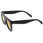 zeroUV Oversize Retro Modern Flat Top Mirrored Lens Sunglasses C275 Sunglasses White Smoke Black Silver Mirror,Tortoise Pink Mirror,Tortoise Blue Gold Mirror,Black Blue Mirror,Matte Black Purple Mirror