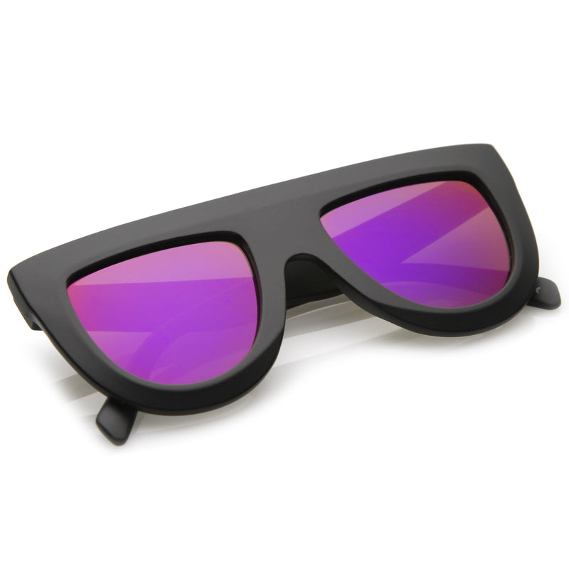 zeroUV Oversize Retro Modern Flat Top Mirrored Lens Sunglasses C275 Sunglasses White Smoke Black Silver Mirror,Tortoise Pink Mirror,Tortoise Blue Gold Mirror,Black Blue Mirror,Matte Black Purple Mirror