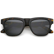 zeroUV Classic Thick Arms Flat Lens Square Horn Rimmed Sunglasses C286 Sunglasses Dark Slate Gray Matte Tortoise / Smoke