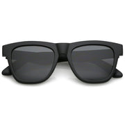 zeroUV Classic Thick Arms Flat Lens Square Horn Rimmed Sunglasses C286 Sunglasses Dark Slate Gray Matte Black / Smoke