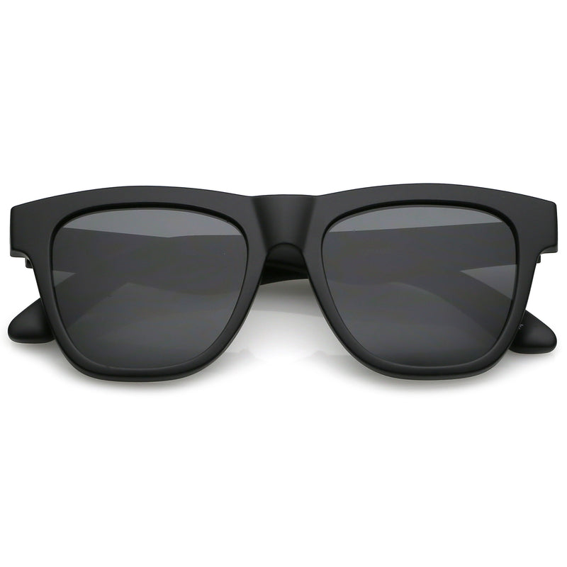 zeroUV Classic Thick Arms Flat Lens Square Horn Rimmed Sunglasses C286 Sunglasses Dark Slate Gray Matte Black / Smoke