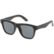 zeroUV Classic Thick Arms Flat Lens Square Horn Rimmed Sunglasses C286 Sunglasses White Smoke Matte Tortoise / Smoke,Matte Black / Smoke,Shiny Black / Smoke