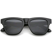 zeroUV Classic Thick Arms Flat Lens Square Horn Rimmed Sunglasses C286 Sunglasses Dim Gray Shiny Black / Smoke