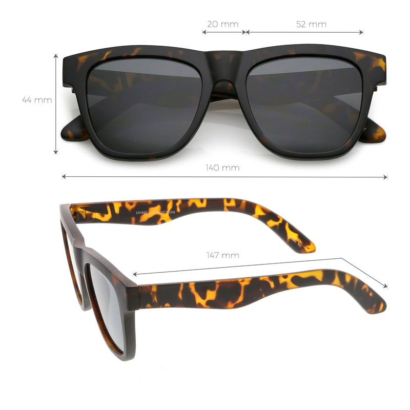 zeroUV Classic Thick Arms Flat Lens Square Horn Rimmed Sunglasses C286 Sunglasses White Smoke Matte Tortoise / Smoke,Matte Black / Smoke,Shiny Black / Smoke