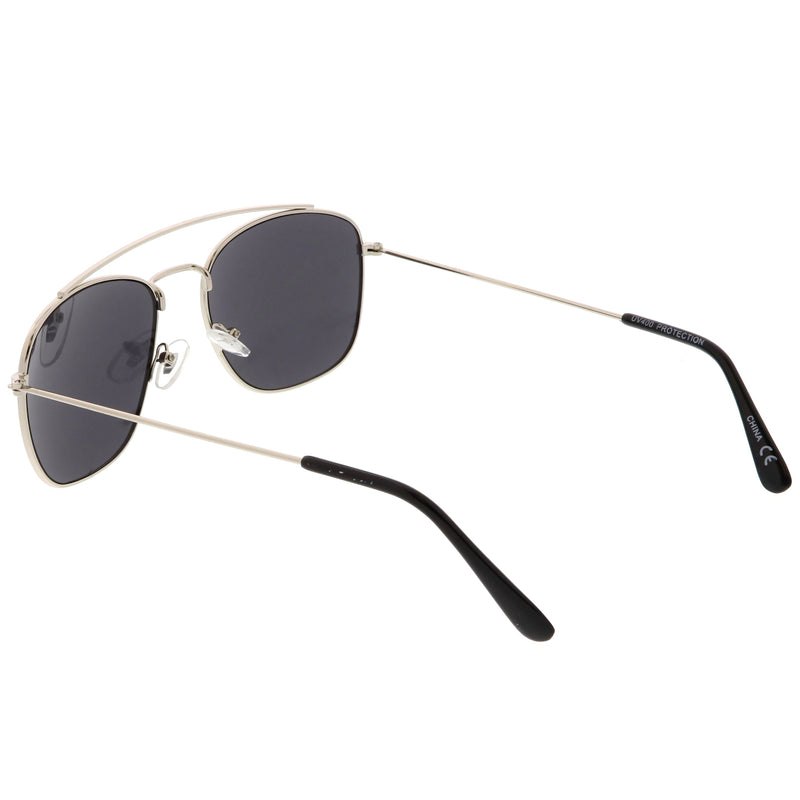 zeroUV Retro Dapper Full Metal Square Crossbar Sunglasses C356 Sunglasses White Smoke Black Smoke,Silver Smoke,Gold Green,Gold Brown